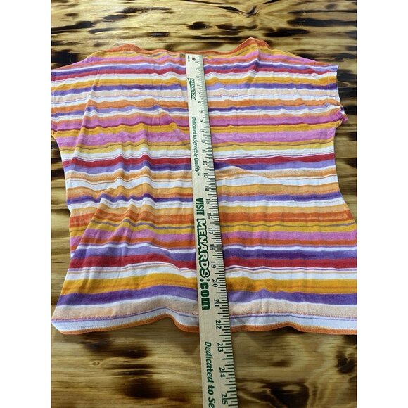 Lauren Ralph Lauren Women Size L Short Sleeve Tie Front T Shirt Colorful Striped - Picture 6 of 10